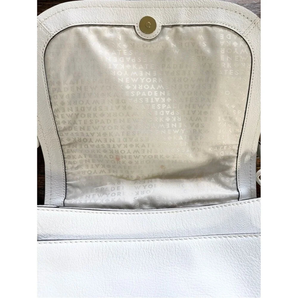 Kate Spade New York 100% Genuine Goat Leather Medium Rianne White Shoulder Bag
